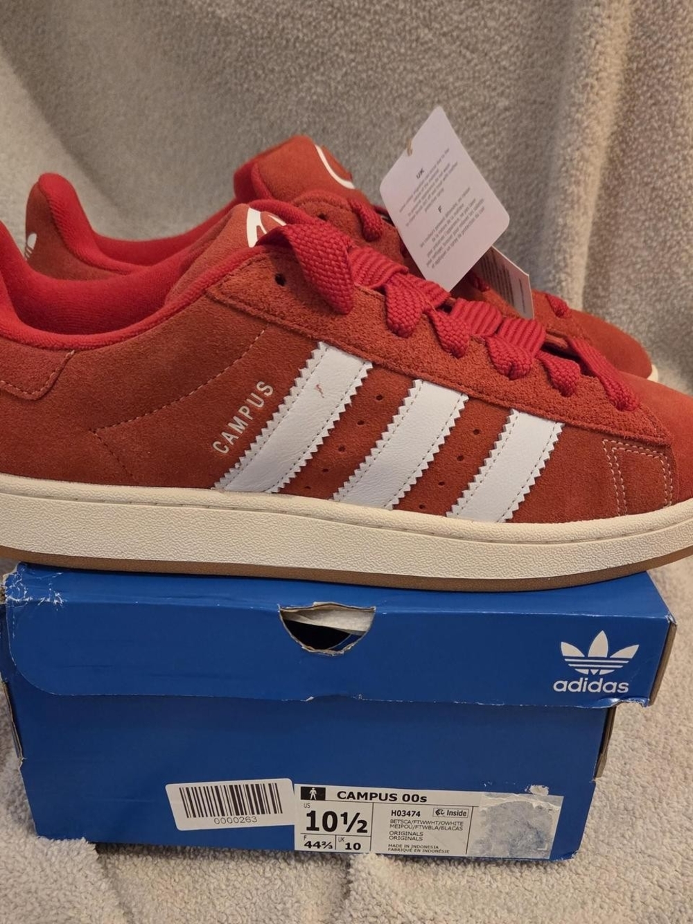 adidas Men's Campus Suede Sneakers - Red with White Stripes